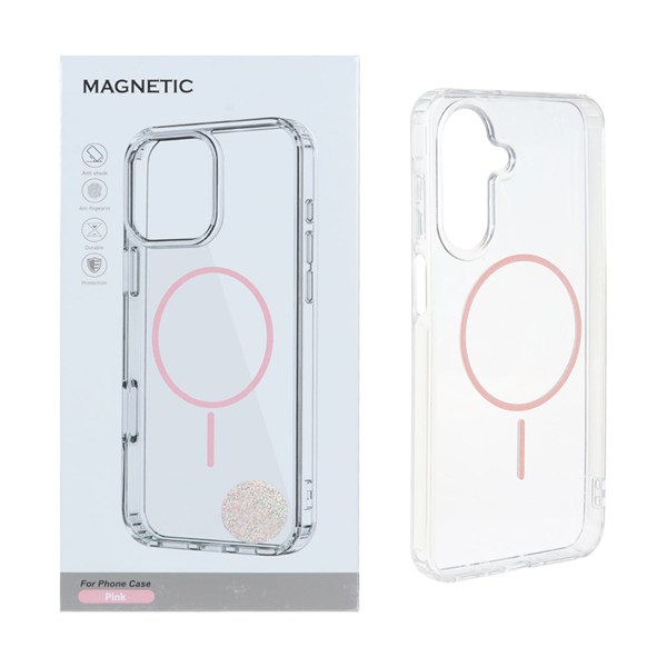 قاب اورجینال Magnetic دور ژله ای MagSafe مدل Samsung Galaxy A15 - صورتی (پک دار)