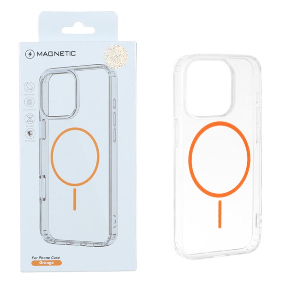 قاب اورجینال Magnetic دور ژله ای MagSafe مدل Apple iPhone 14 Pro - نارنجی (پک دار)