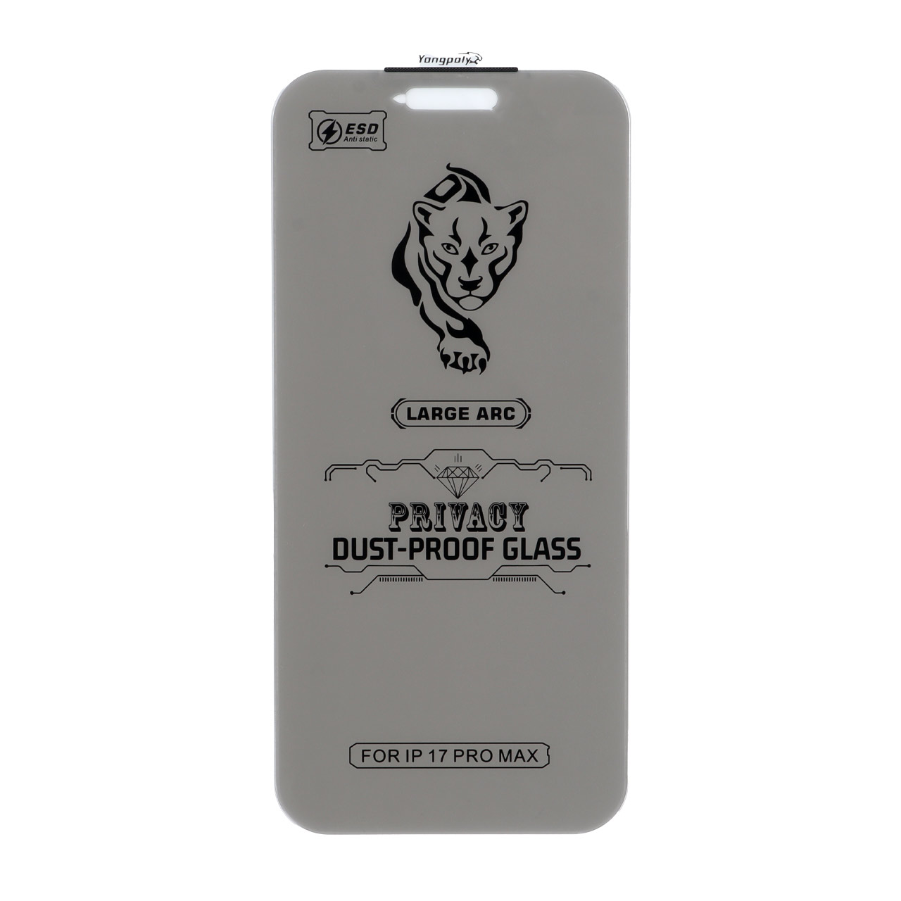 محافظ صفحه نمایش شیشه ای YongPloy ESD Privacy بدون حاشیه توری دار Apple iPhone 17 Pro Max
