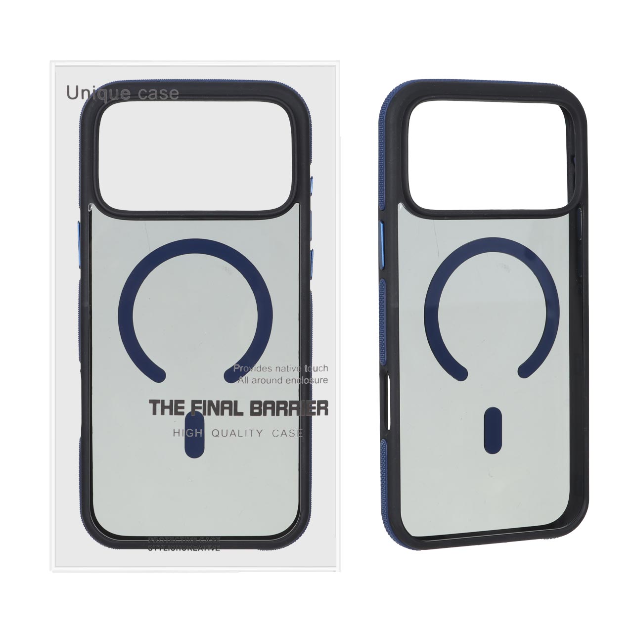 قاب Unique Case شفاف دودی Magsafe دور رنگی Apple iPhone 17 Pro Max - سرمه ای (پک دار)