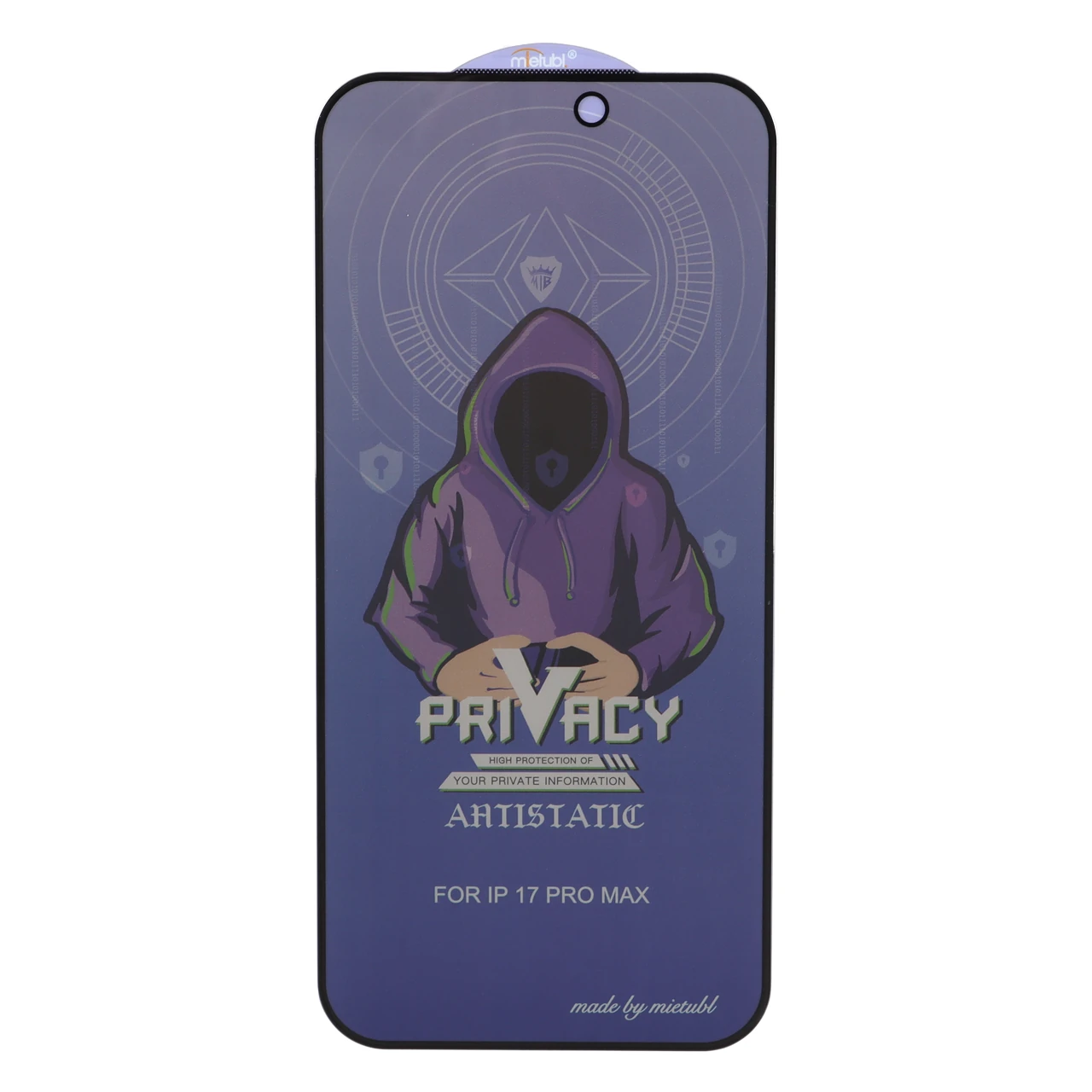 محافظ صفحه نمایش شیشه ای Full Cover Mietubl Anti Static Privacy مدل Apple iPhone 17 Pro Max