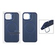 قاب Bracket چرمی دور دوخت MagSafe لنز استندشو Apple iPhone 13 / iPhone 14 - سرمه ای (پک دار)