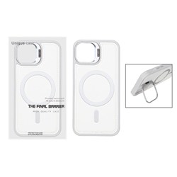 قاب Bracket چرمی دور دوخت MagSafe لنز استندشو Apple iPhone 13 / iPhone 14 - سفید (پک دار)