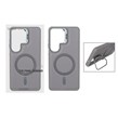 قاب Bracket چرمی دور دوخت MagSafe لنز استندشو Samsung Galaxy S26 Ultra - خاکستری (پک دار)