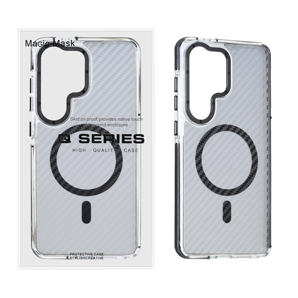 قاب اورجینال Q Series پشت کربن MagSafe مدل Samsung Galaxy S26 Ultra - مشکی (پک دار)