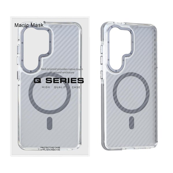 قاب اورجینال Q Series پشت کربن MagSafe مدل Samsung Galaxy S26 Ultra - خاکستری (پک دار)