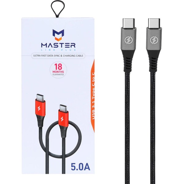 کابل شارژ فست MASTER Type-C to Type-C مدل ETM 002 - مشکی خاکستری