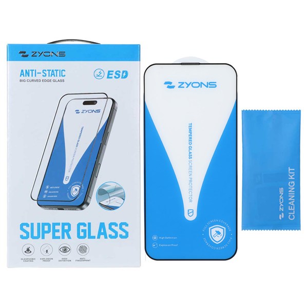 محافظ صفحه نمایش شیشه ای Full Cover ESD Anti Static - Zyons SG مدل Apple iPhone 14 Pro Max (پک دار)