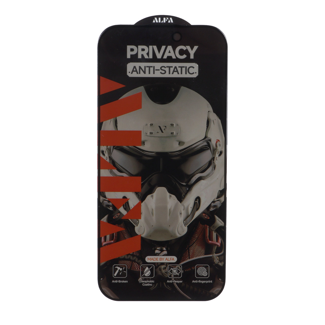 محافظ صفحه نمایش شیشه ای Full Cover ALFA Anti Static Privacy مدل Apple iPhone 17