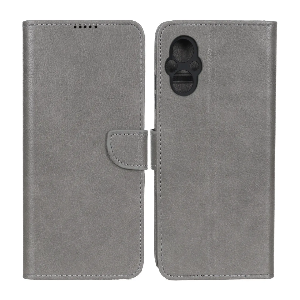 کیف چرمی موبایل مگنتی محافظ لنزدار KRF مدل Xiaomi Poco M5 - طوسی
