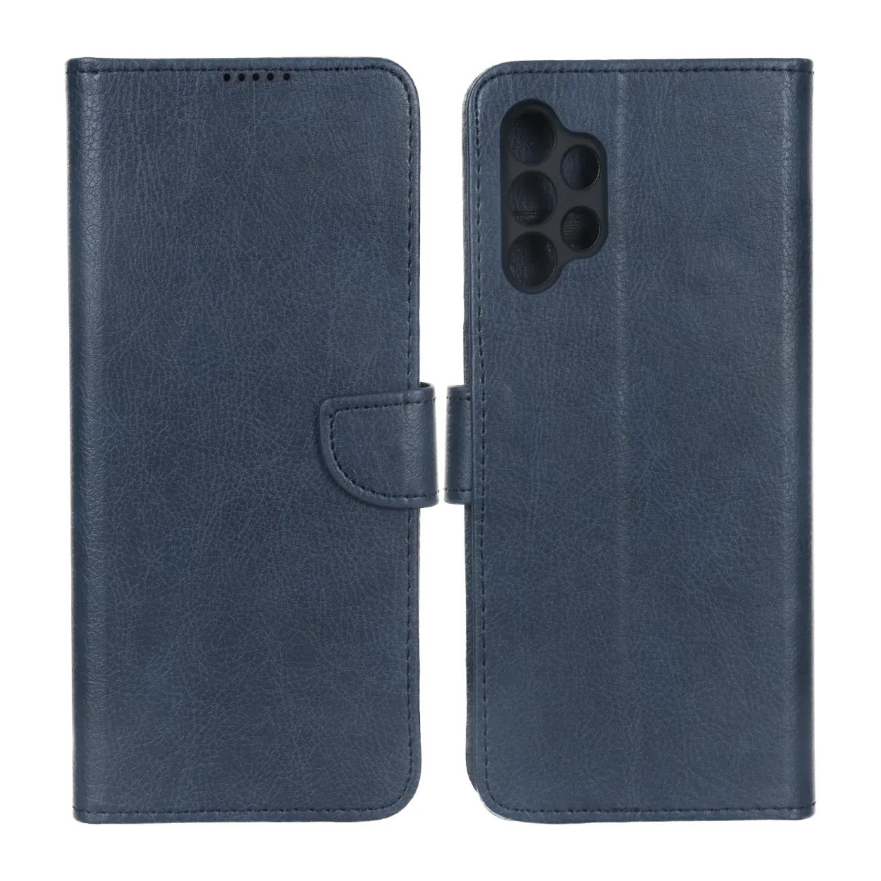 کیف چرمی موبایل مگنتی محافظ لنزدار KRF مدل Samsung Galaxy A73 - سرمه ای