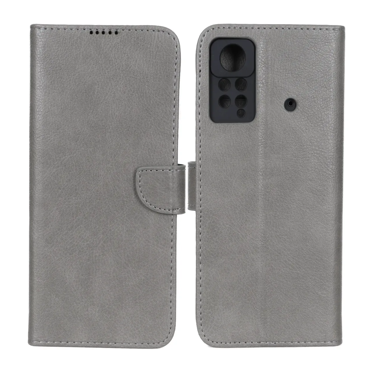 کیف چرمی موبایل مگنتی محافظ لنزدار KRF مدل Xiaomi Poco X4 Pro - طوسی