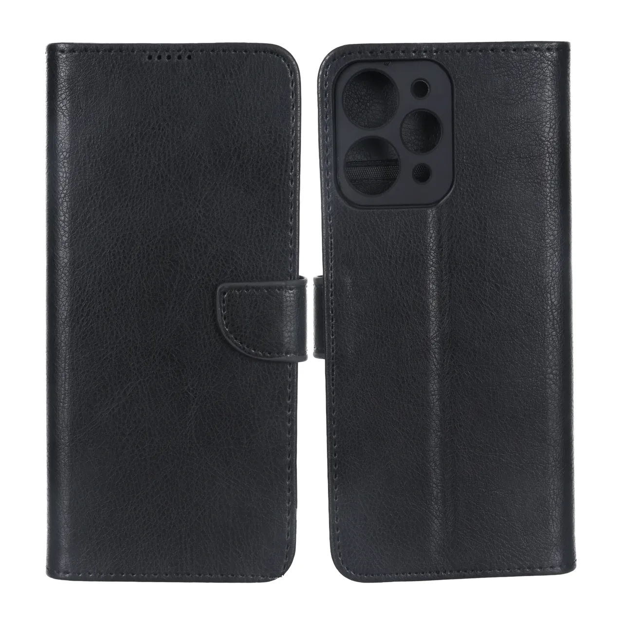 کیف چرمی موبایل مگنتی محافظ لنزدار KRF مدل Xiaomi Redmi 12 / Poco M6 Pro 5G - مشکی
