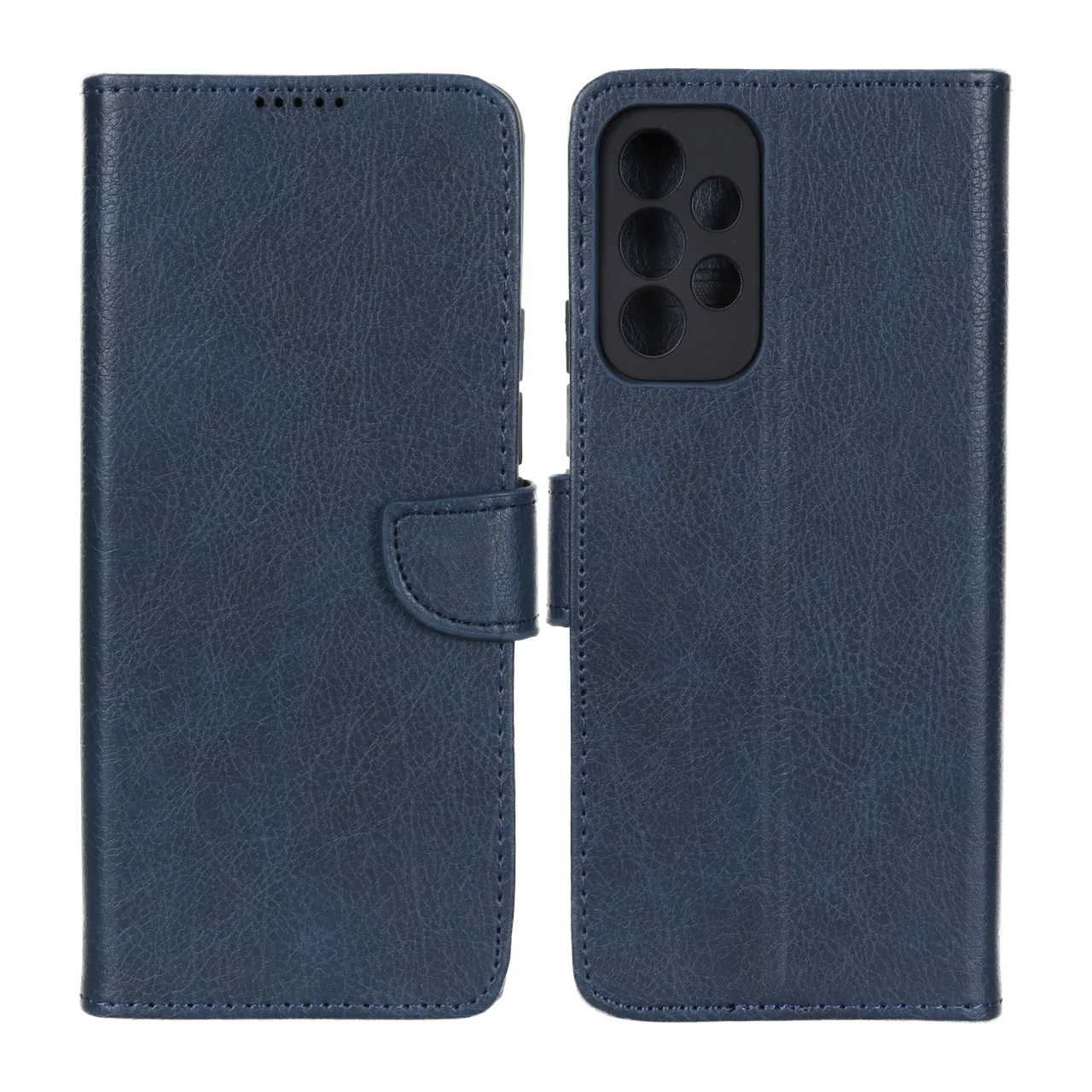 کیف چرمی موبایل مگنتی محافظ لنزدار KRF مدل Samsung Galaxy A53 - سرمه ای