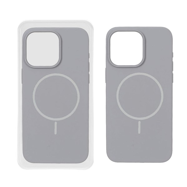 قاب سیلیکونی پاک کنی اورجینال Magsafe مدل Apple iPhone 15 Pro Max - طوسی (پک دار)