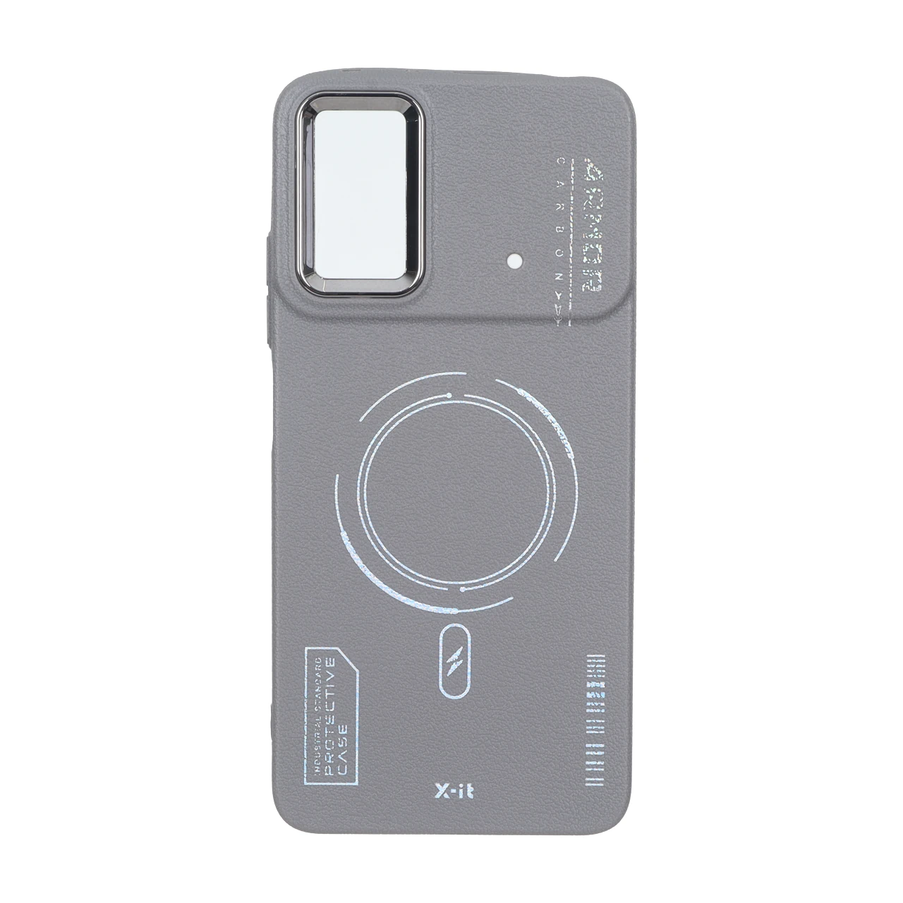 قاب Armor لنز متال Texture طرح مگ سیف Xiaomi Poco X4 Pro  - خاکستری
