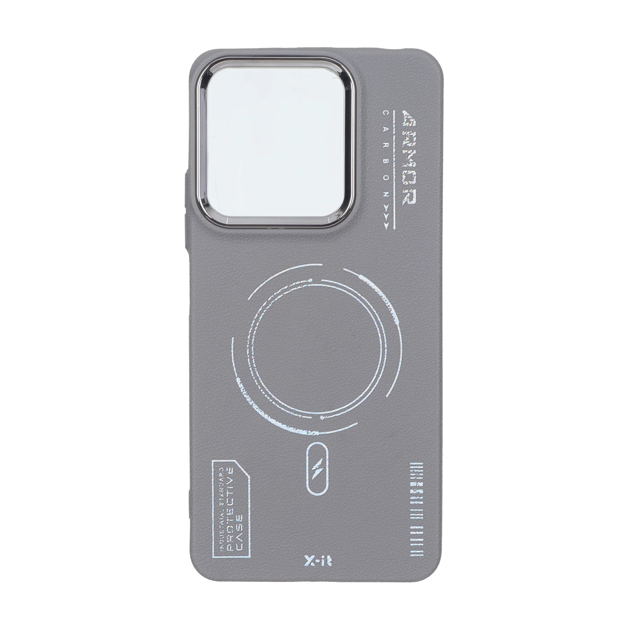 قاب Armor لنز متال Texture طرح مگ سیف Xiaomi Redmi Note 13 4G - خاکستری