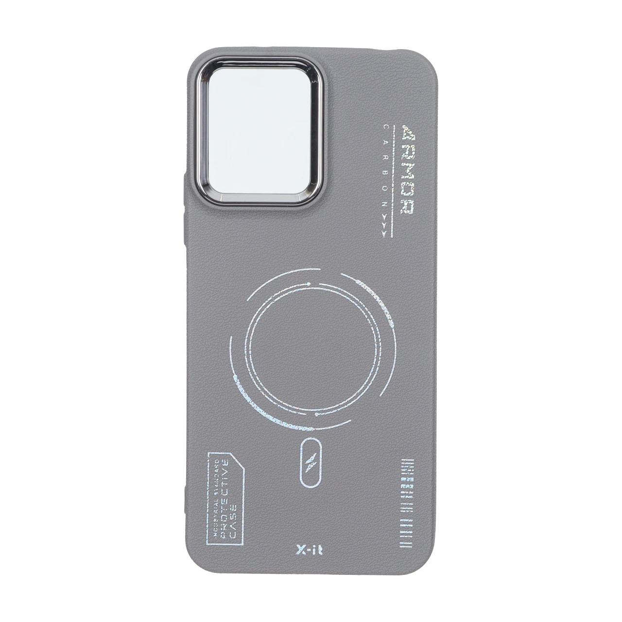 قاب Armor لنز متال Texture طرح مگ سیف Xiaomi Redmi 12 / Poco M6 Pro 5G - خاکستری