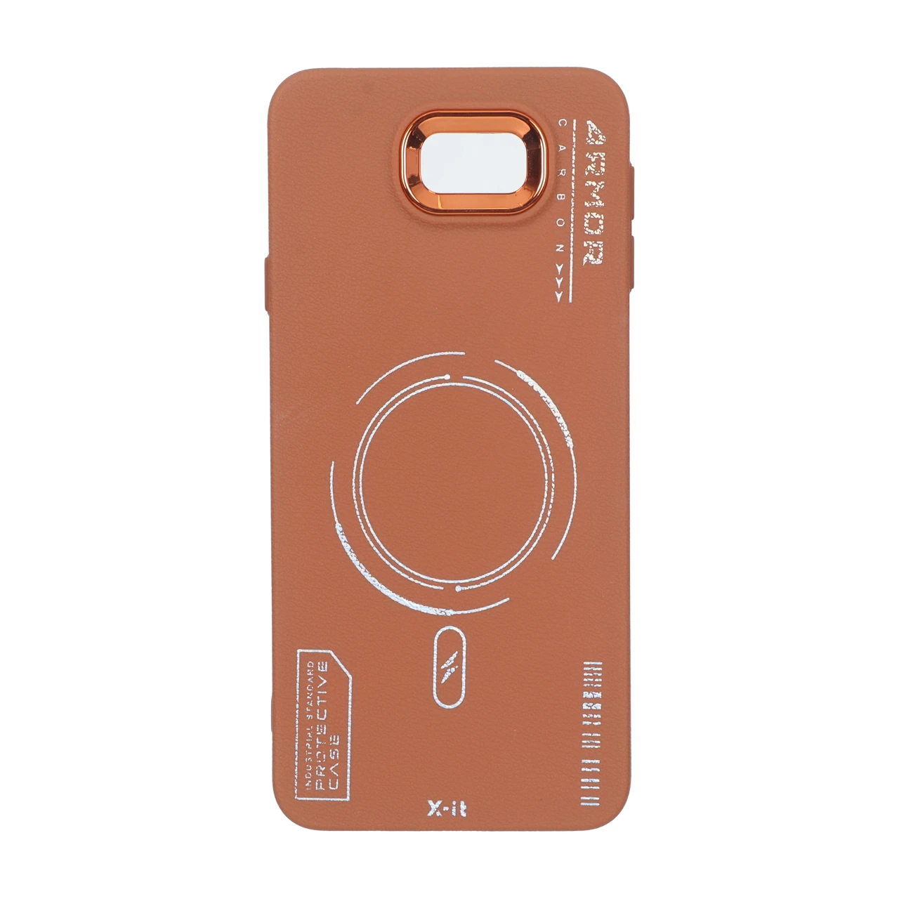 قاب Armor لنز متال Texture طرح مگ سیف Samsung Galaxy J7 Prime / G610 - قهوه ای