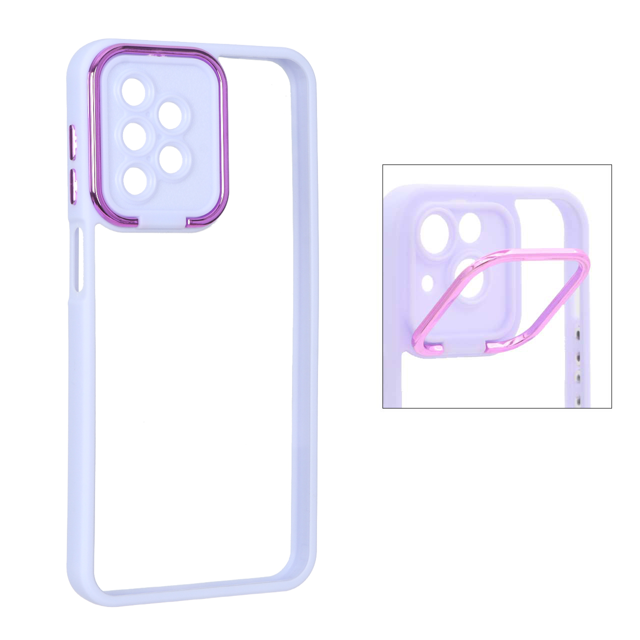 قاب شفاف New skin استند دار Samsung Galaxy A23 - یاسی