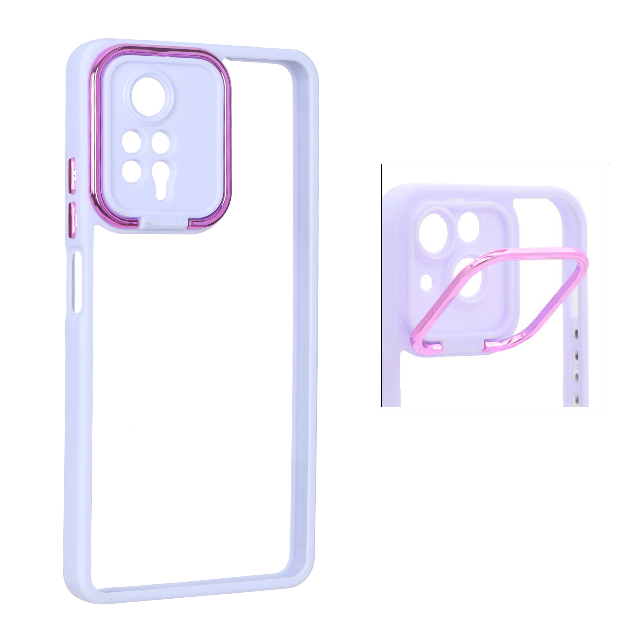 قاب شفاف New skin استند دار Xiaomi Redmi Note 12 Pro 4G / Redmi Note 11 Pro - یاسی