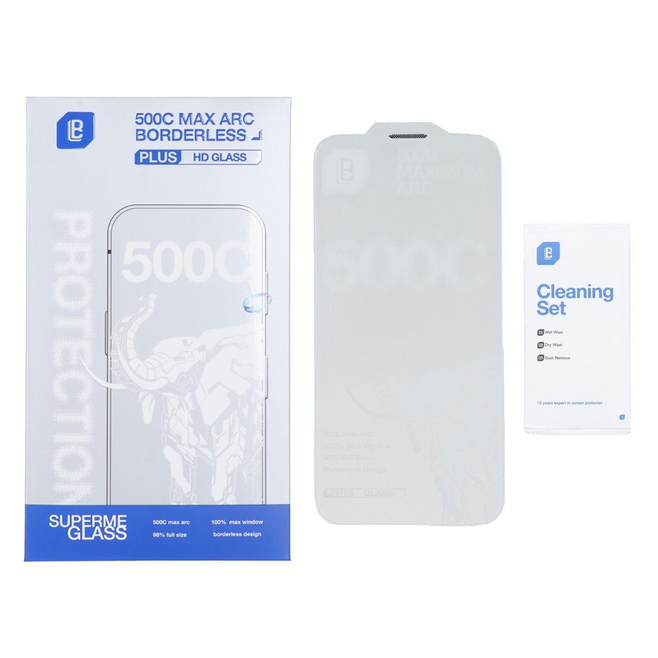 محافظ صفحه نمایش شیشه ای اورجینال بدون حاشیه Lanbi 500CC Max Arc مدل Apple iPhone 13 / iPhone 13 Pro / iPhone 14 / 16e (پک دار)