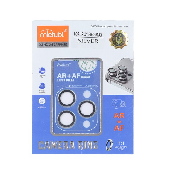 محافظ لنز رینگی اورجینال Mietubl شابلون دار Apple iPhone 14 Pro Max / iPhone 14 Pro - نقره ای (پک دار)