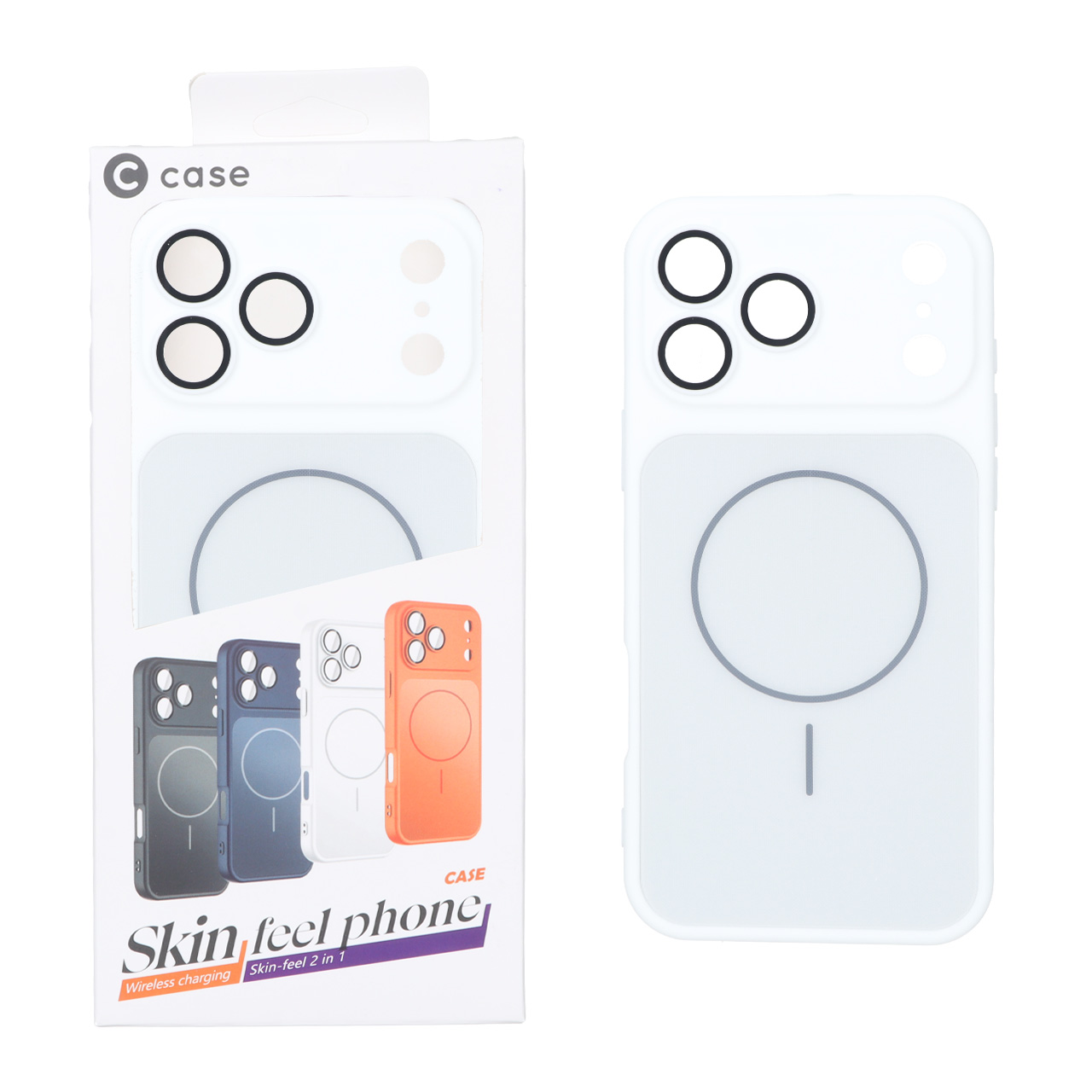 قاب C Case سیلیکونی PVD MagSafe محافظ لنز گلس دار Apple iPhone 17 Pro Max - سفید (پک دار) - VIN