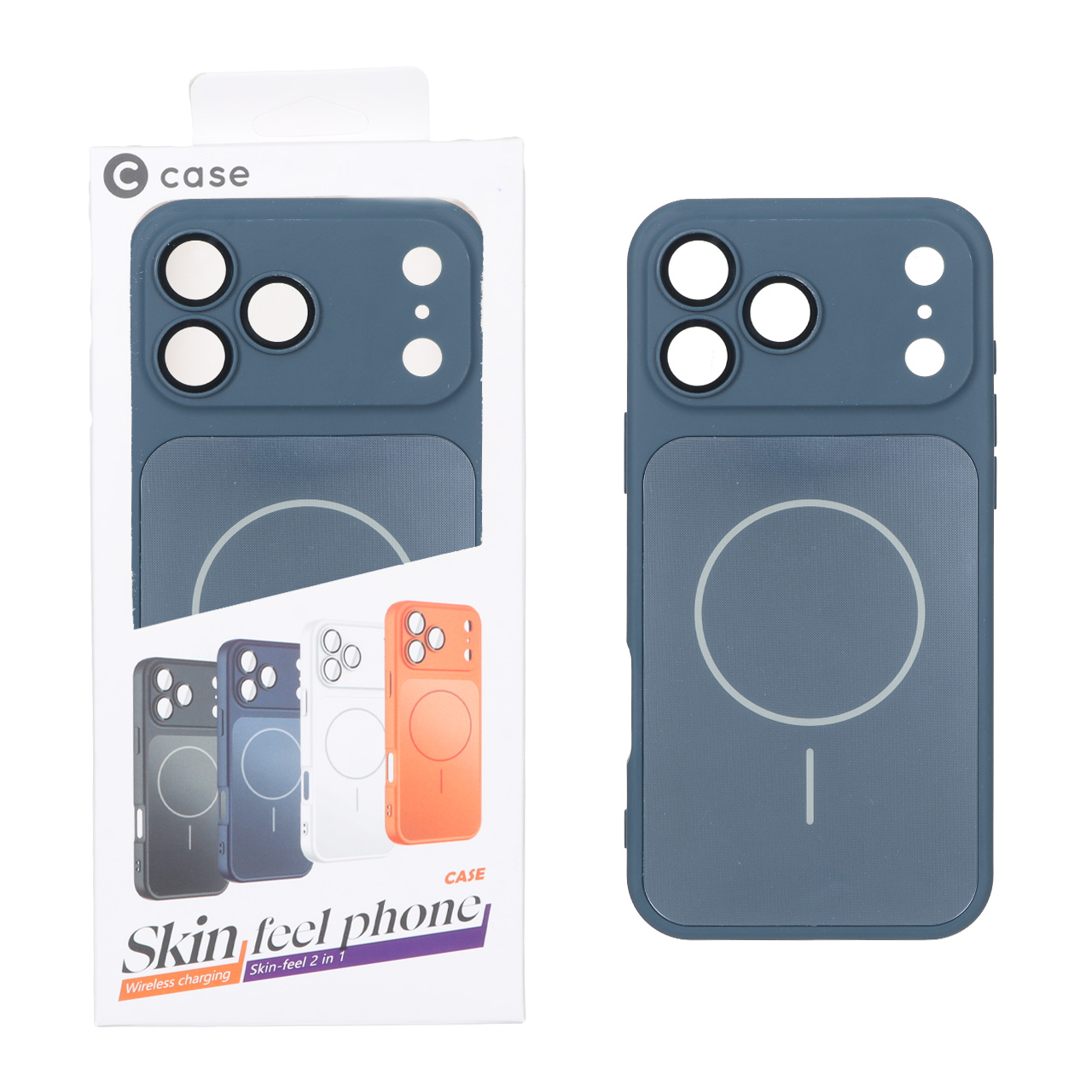قاب C Case سیلیکونی PVD MagSafe محافظ لنز گلس دار Apple iPhone 17 Pro Max - سرمه ای (پک دار)