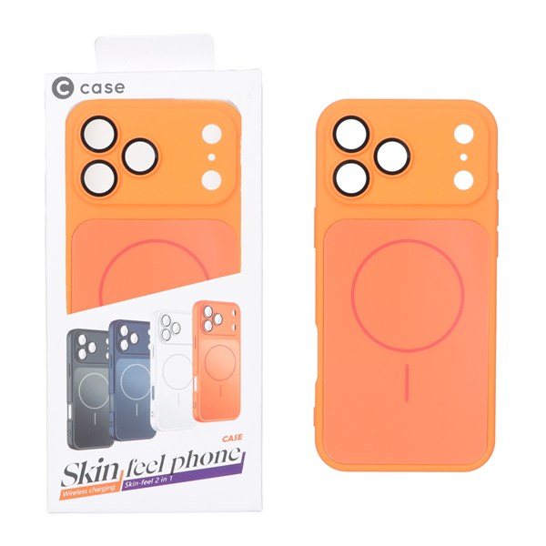 قاب C Case سیلیکونی PVD MagSafe محافظ لنز گلس دار Apple iPhone 17 Pro Max - نارنجی (پک دار)