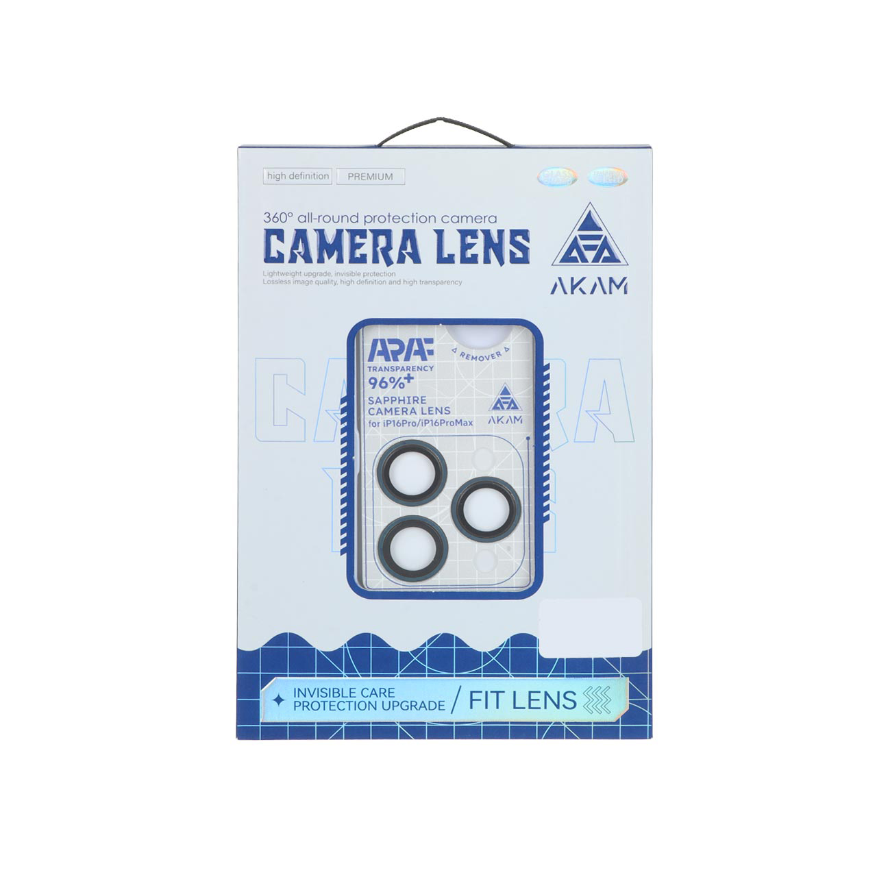 محافظ لنز رینگی اورجینال Akam شابلون دار Apple iPhone 15 Pro Max / iPhone 15 Pro - سرمه ای (پک دار)