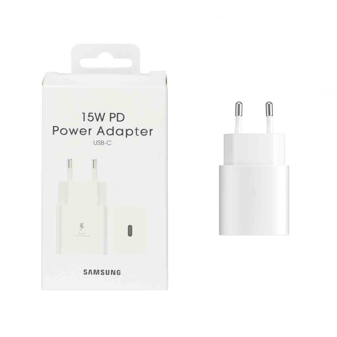 شارژر دو پین SAMSUNG 15W درجه یک سفید DST (کارکرده)