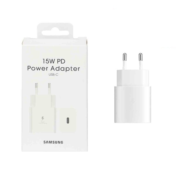 شارژر دو پین SAMSUNG 15W درجه یک سفید DST (کارکرده)