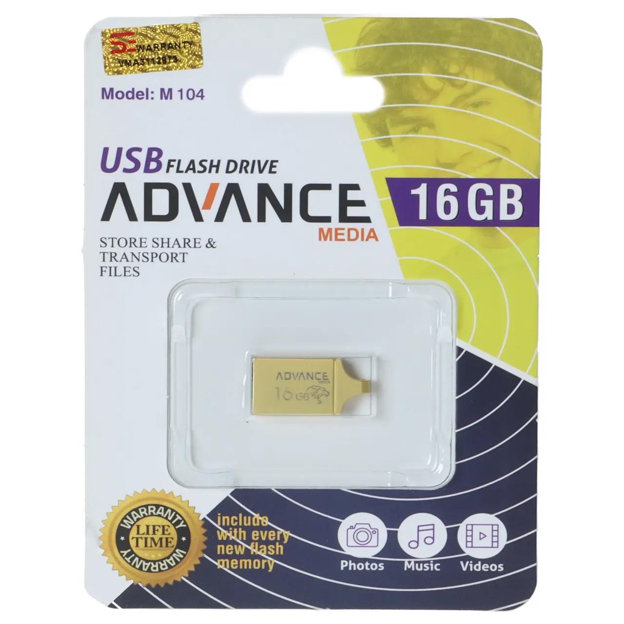 فلش مموری Advance Media مدل M104 USB2.0 ظرفیت 16GB - طلایی