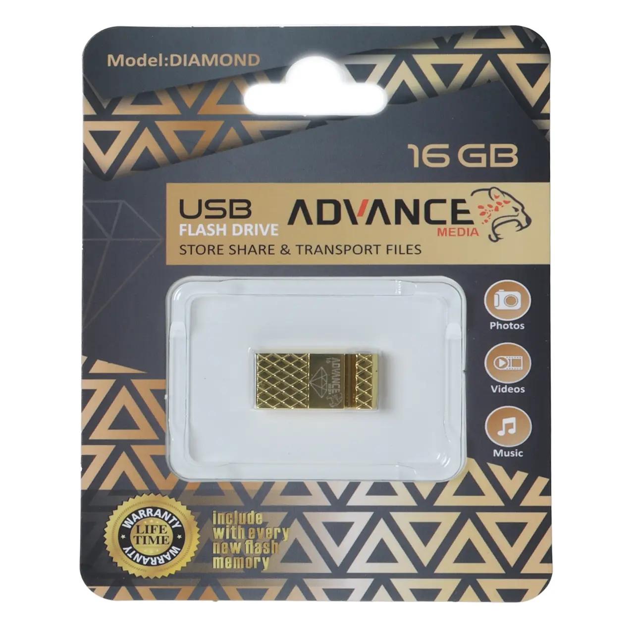 فلش مموری Advance Media مدل Diamond USB2.0 ظرفیت 16GB - طلایی