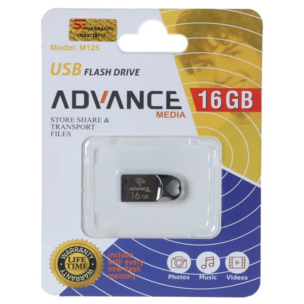 فلش مموری Advance Media مدل M125 USB2.0 ظرفیت 16GB - مشکی