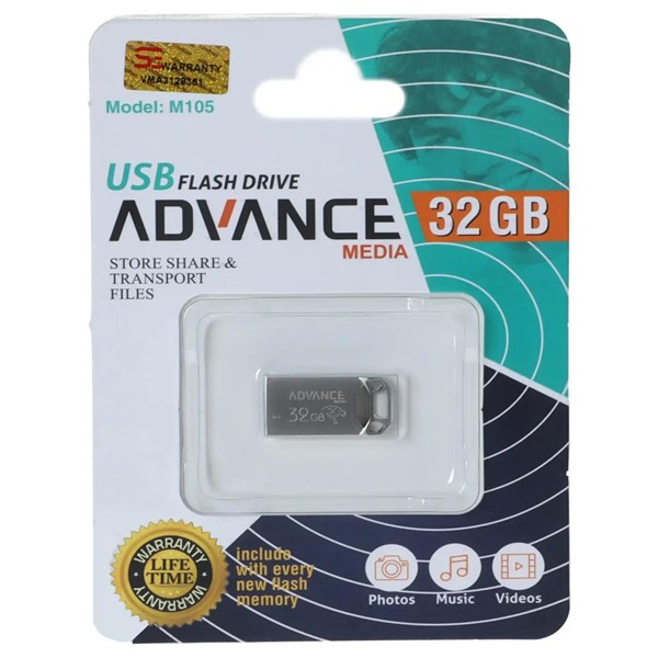 فلش مموری Advance Media مدل M105 USB2.0 ظرفیت 32GB - نقره ای