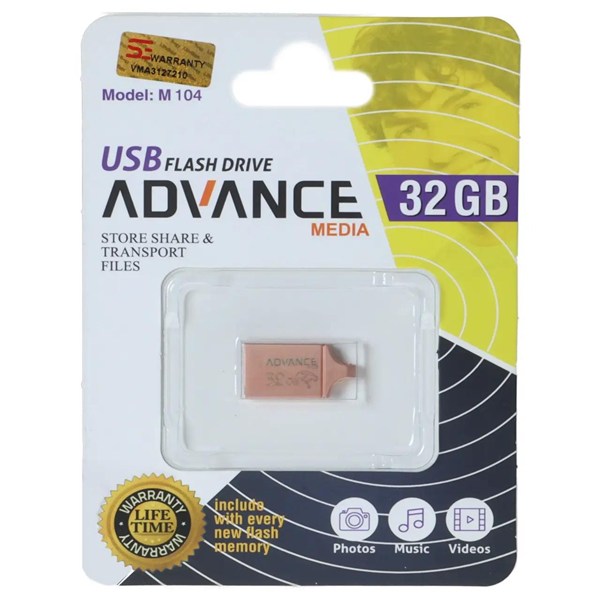 فلش مموری Advance Media مدل M104 USB2.0 ظرفیت 32GB - رزگلد