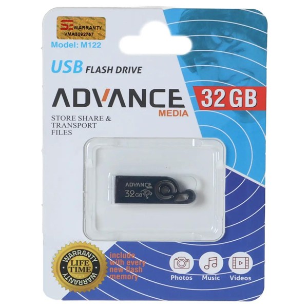 فلش مموری Advance Media مدل M122 USB2.0 ظرفیت 32GB - مشکی