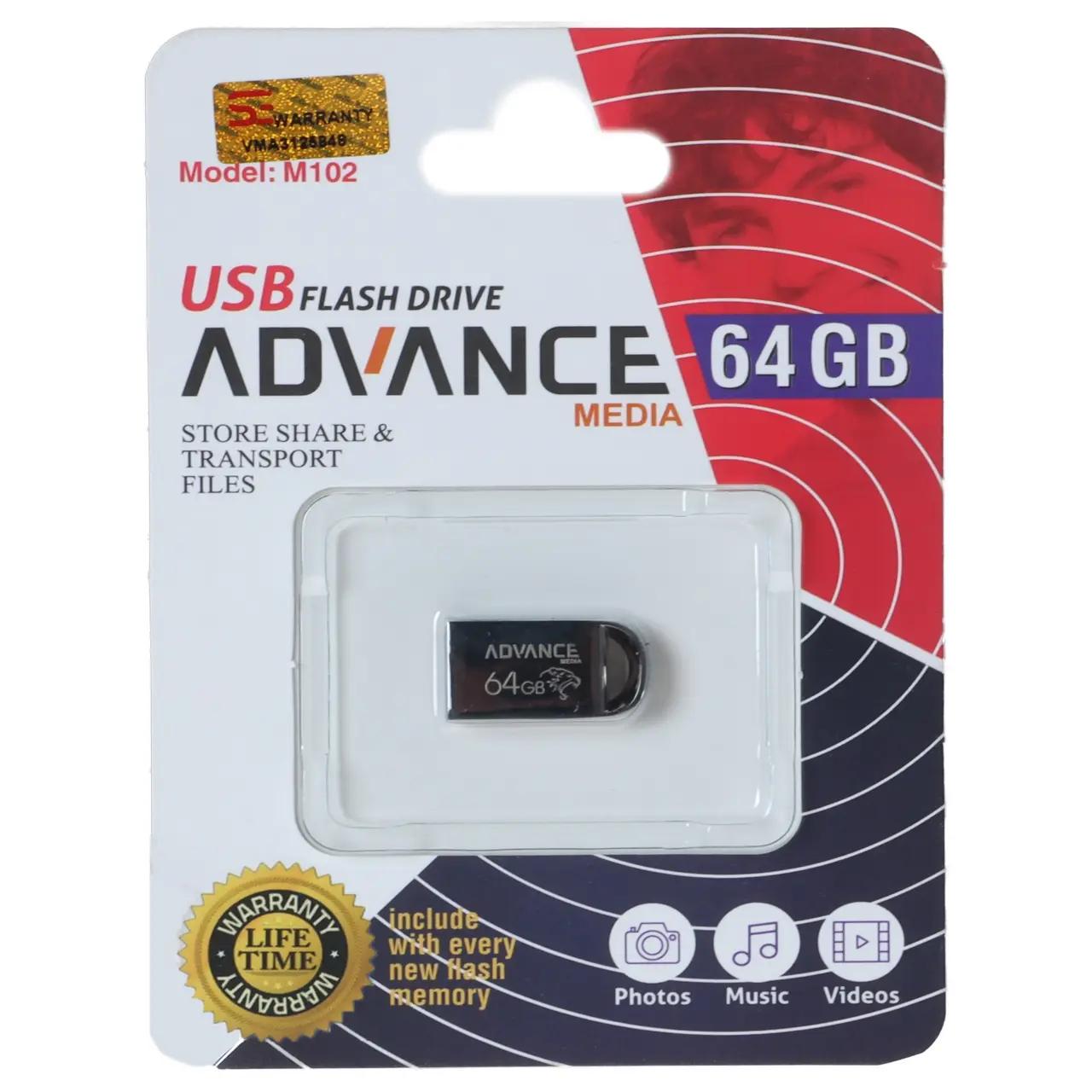 فلش مموری Advance Media مدل M102 USB2.0 ظرفیت 64GB - مشکی