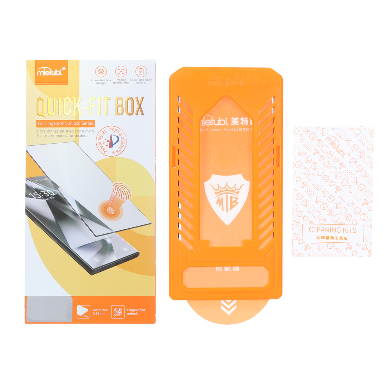 محافظ صفحه نمایش شیشه ای اورجینال Mietubl - Quick Fit Box استندشو Apple iPhone 15 Pro Max (پک دار)