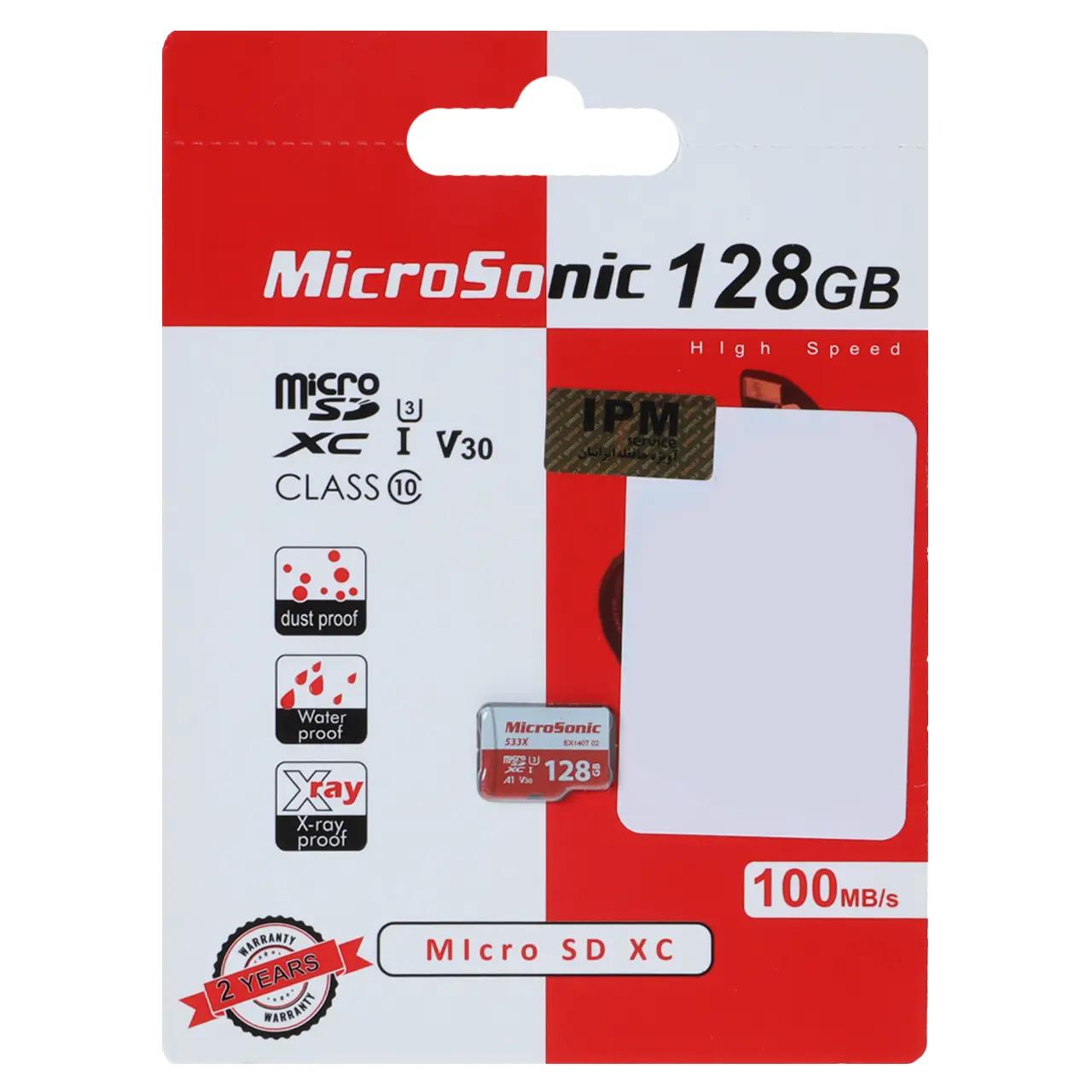 کارت حافظه Microsonic MicroSDXC مدل 533X کلاس U3 / 10 سرعت 100MB/s ظرفیت 128 - (گارانتی IPM)