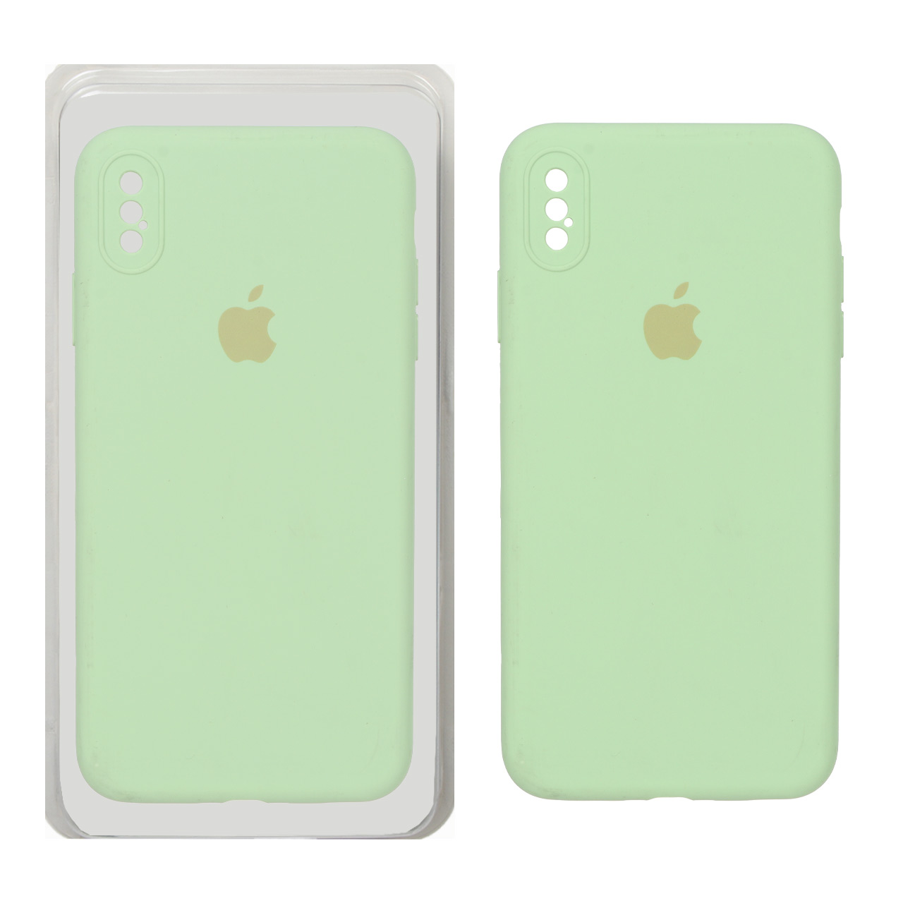 قاب سیلیکونی پاک کنی محافظ لنزدار اورجینال Apple iPhone X Max / iPhone XS Max - سبز مغز پسته ای (پک اصلی)