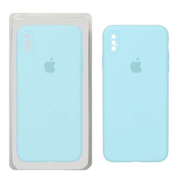 قاب سیلیکونی پاک کنی محافظ لنزدار اورجینال Apple iPhone X Max / iPhone XS Max - فیروزه ای (پک اصلی)