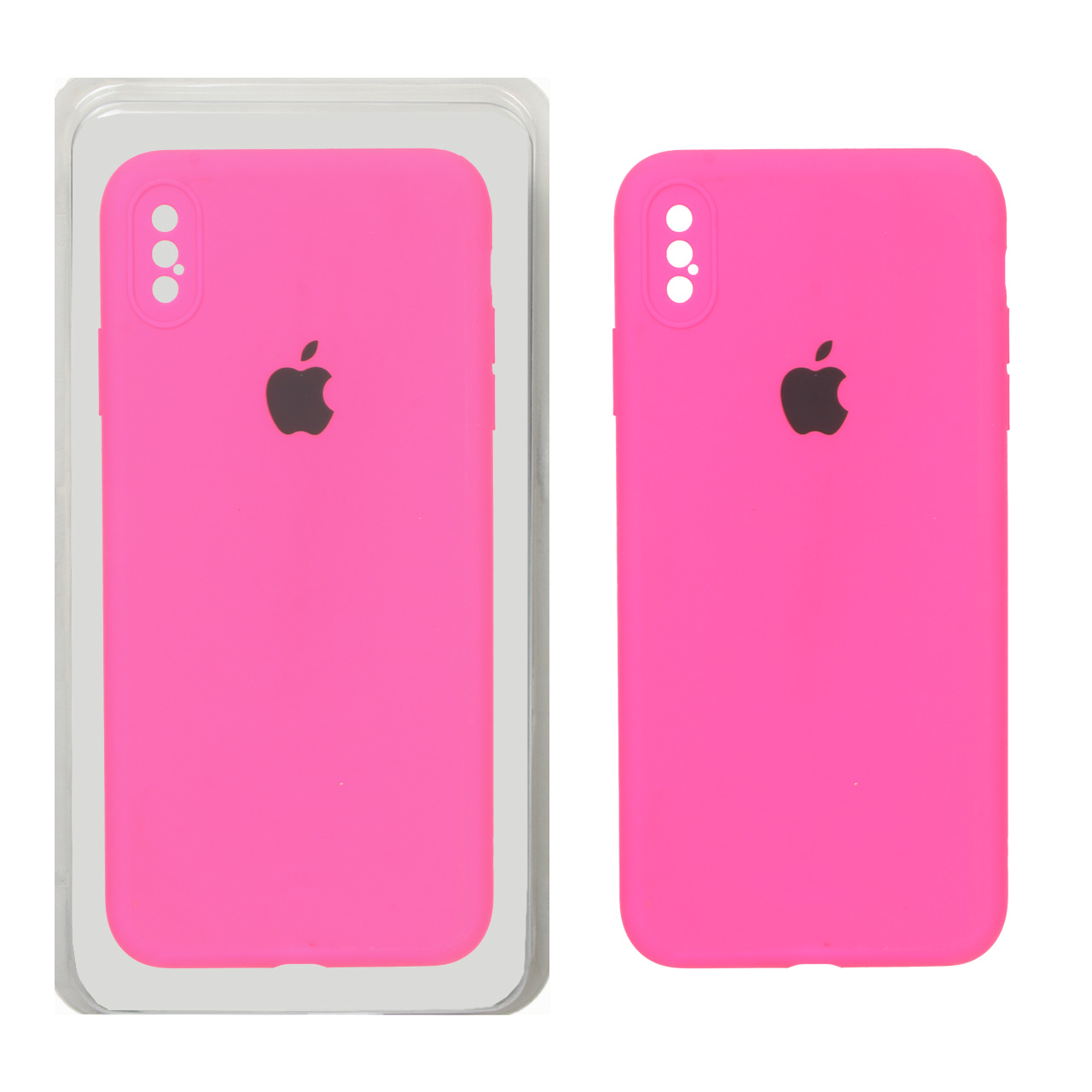 قاب سیلیکونی پاک کنی محافظ لنزدار اورجینال Apple iPhone X Max / iPhone XS Max - صورتی فانتزی (پک اصلی)