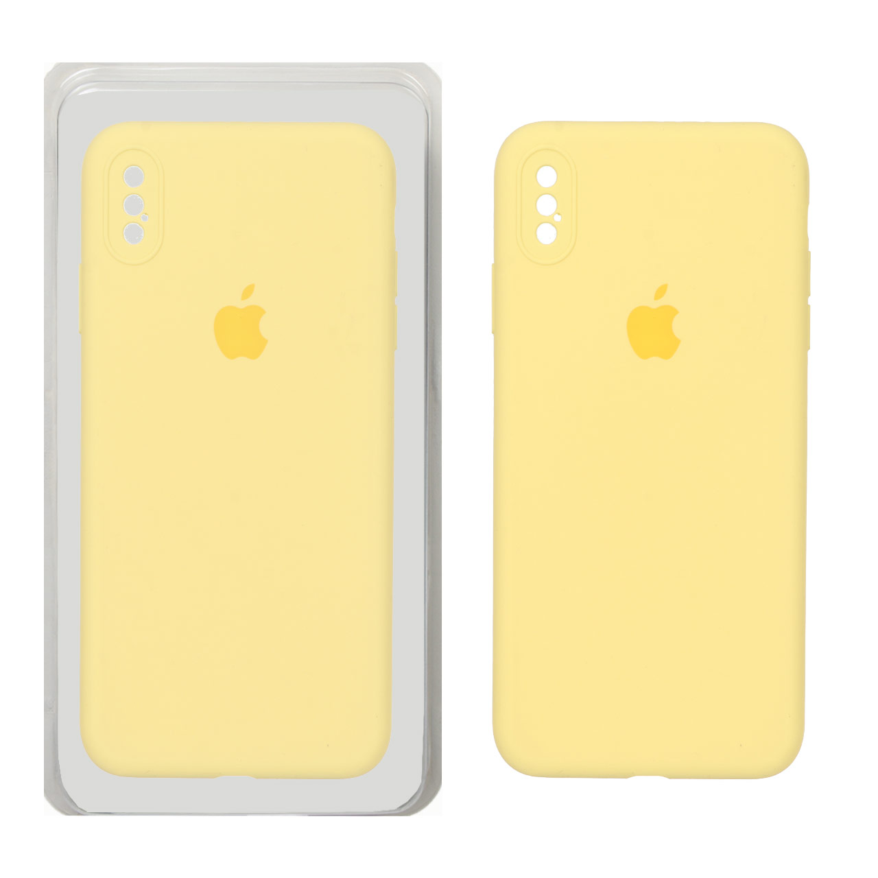 قاب سیلیکونی پاک کنی محافظ لنزدار اورجینال Apple iPhone X Max / iPhone XS Max - لیمویی (پک اصلی)