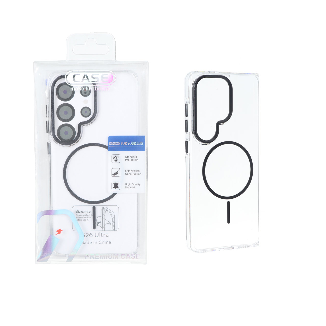 قاب اورجینال Premium Case کریستالی MagSafe لنز فلزی Samsung Galaxy S26 Ultra - مشکی (پک دار)