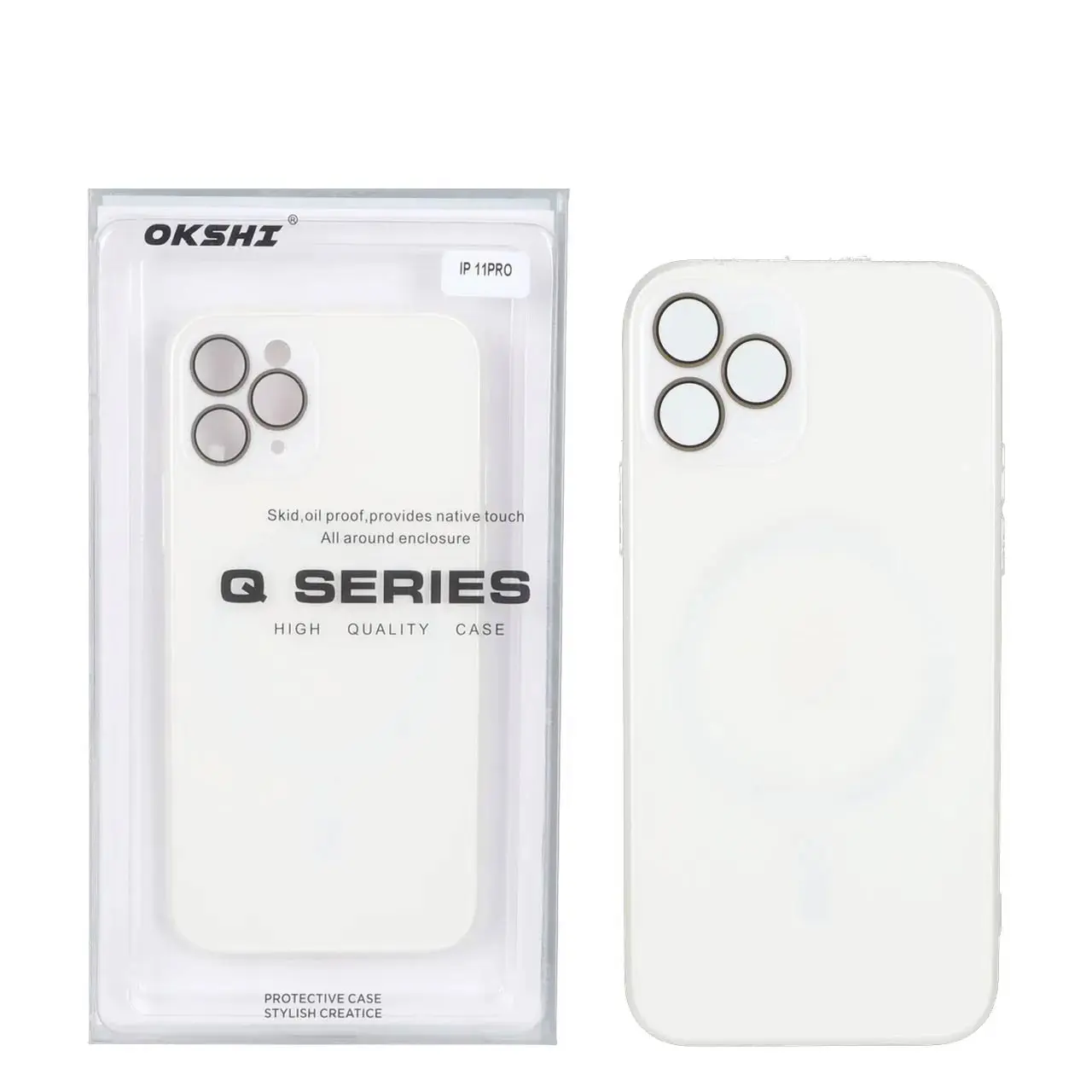 قاب اورجینال PVD MagSafe Qseries ضدخش لنز گلس دار Apple iPhone 11 Pro - سفید (پک دار)