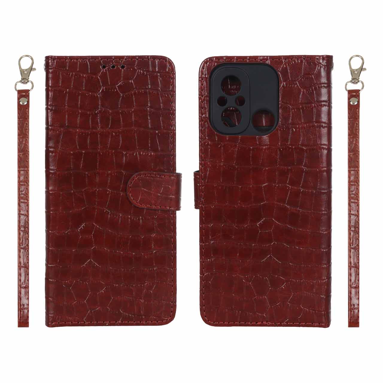 کیف موبایل مگنتی کروکو MNC مدل Xiaomi Redmi 12C / Redmi 11A / Poco C55 - زرشکی