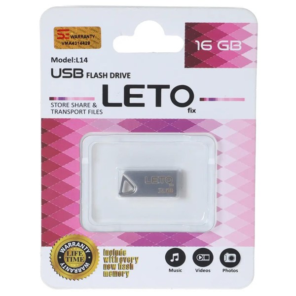 فلش مموری Leto Fix مدل L14 USB2.0 ظرفیت 16GB - نقره ای